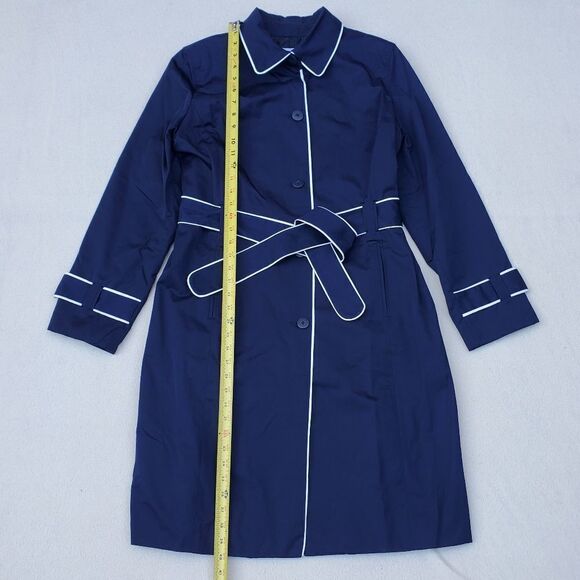 Jaclyn Smith Navy Blue and White Trench Coat - Picture 3 of 14